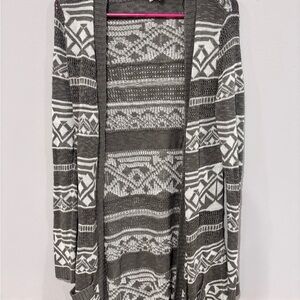 Pink Republic Charcoal and Cream Patterned Cardigan